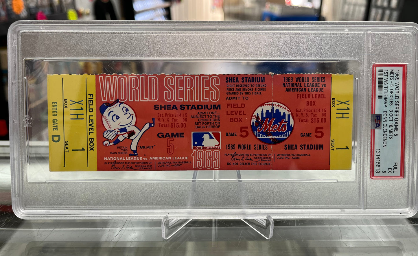 1969 MIRACLE METS FULL UNUSED WORLD SERIES GAME 5 TICKET- PSA 5 & INCREDIBLY RARE- $3500
