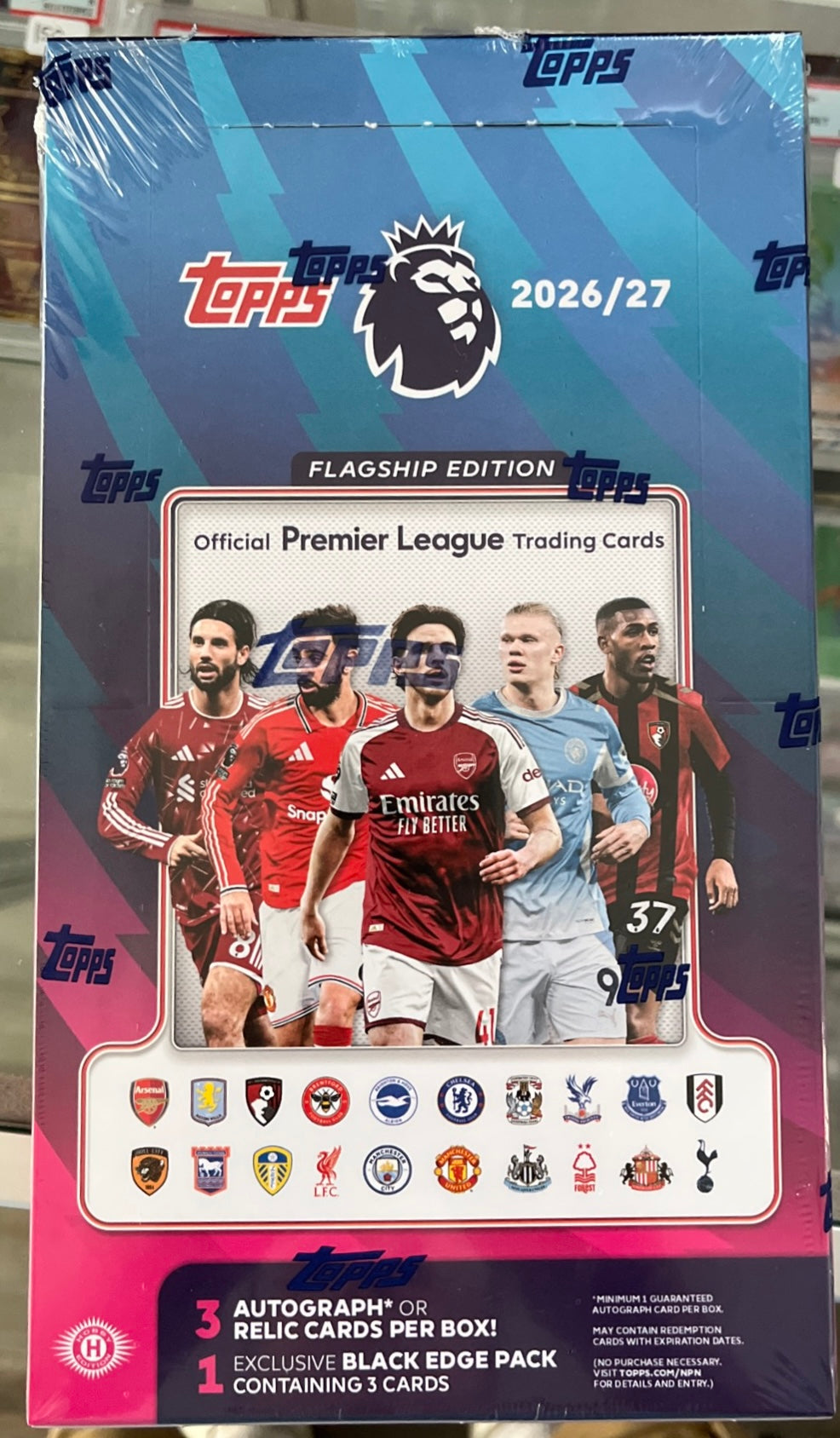 2026-27 TOPPS SOCCER PREMIERE LEAGUE FLAGSHIP SEALED HOBBY BOX- 3 HITS!! $295