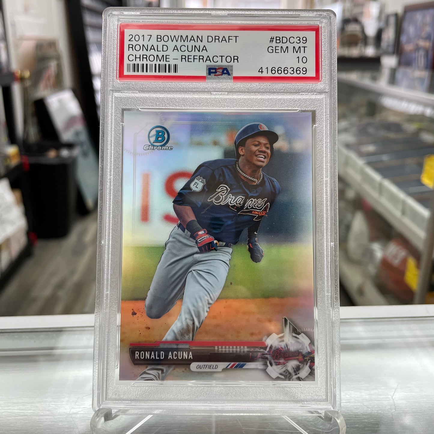 2017 Bowman Draft Ronald Acuna Chrome Refractor PSA 10 Baseball Card RC
