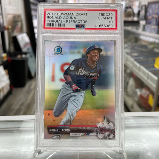 2017 Bowman Draft Ronald Acuna Chrome Refractor PSA 10 Baseball Card RC