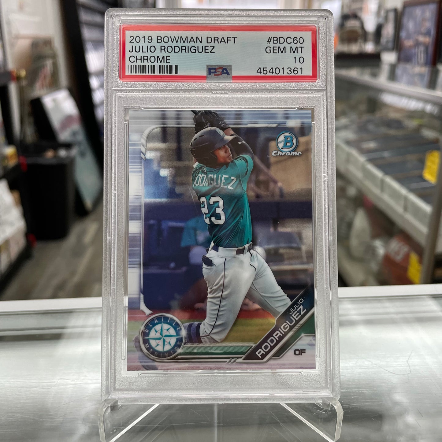 2019 Bowman Draft Julio Rodriguez Chrome PSA 10 RC Baseball Card