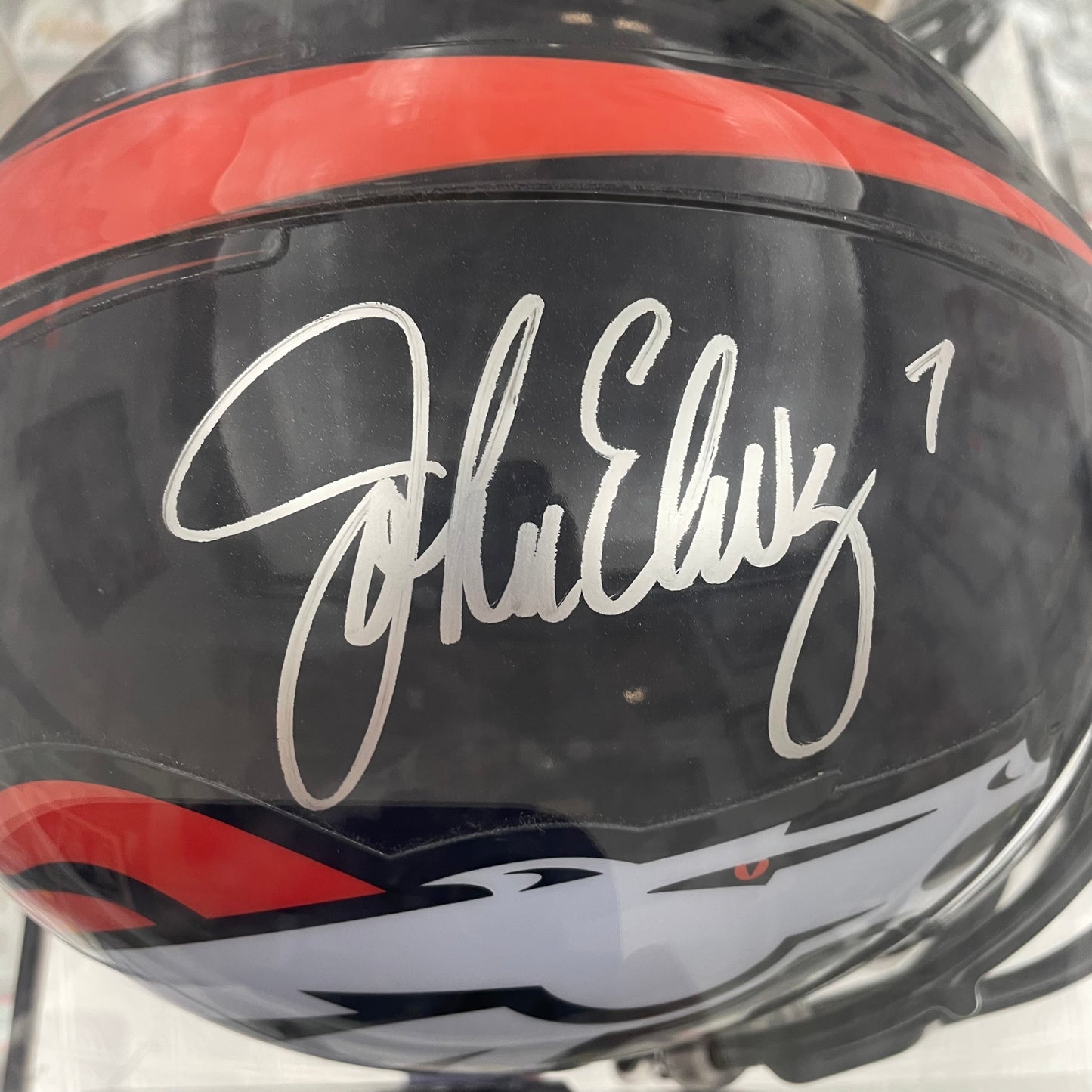 Gorgeous HOF John Elway Signed Autograph Full Size Helmet w Case