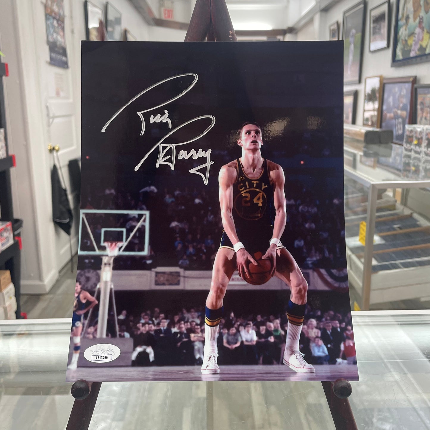 Rick Barry Signed Auto IN STORE Underhand Free Throw Photograph JSA Cert