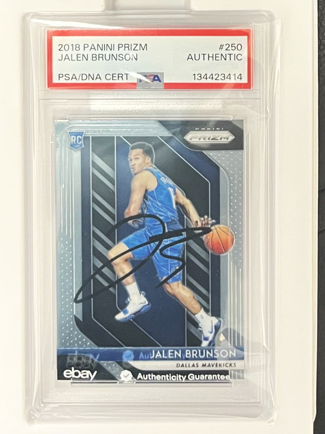 2018-19 KNICKS JALEN BRUNSON PRIZM ROOKIE CARD SIGNED AUTO PSA AUTHENTIC- $495