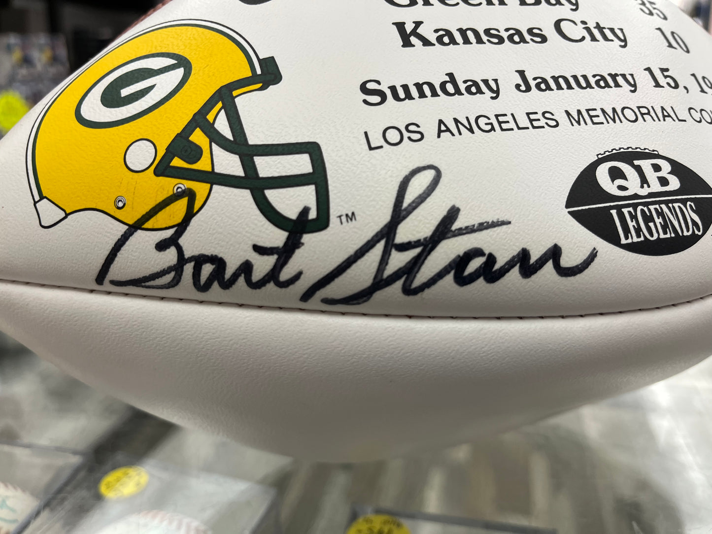 SUPER BOWL I SIGNED FOOTBALL w/ BART STARR  & LEN DAWSON AUTOS- PACKERS CHIEFS GORGEOUS!- JSA LOA- $625