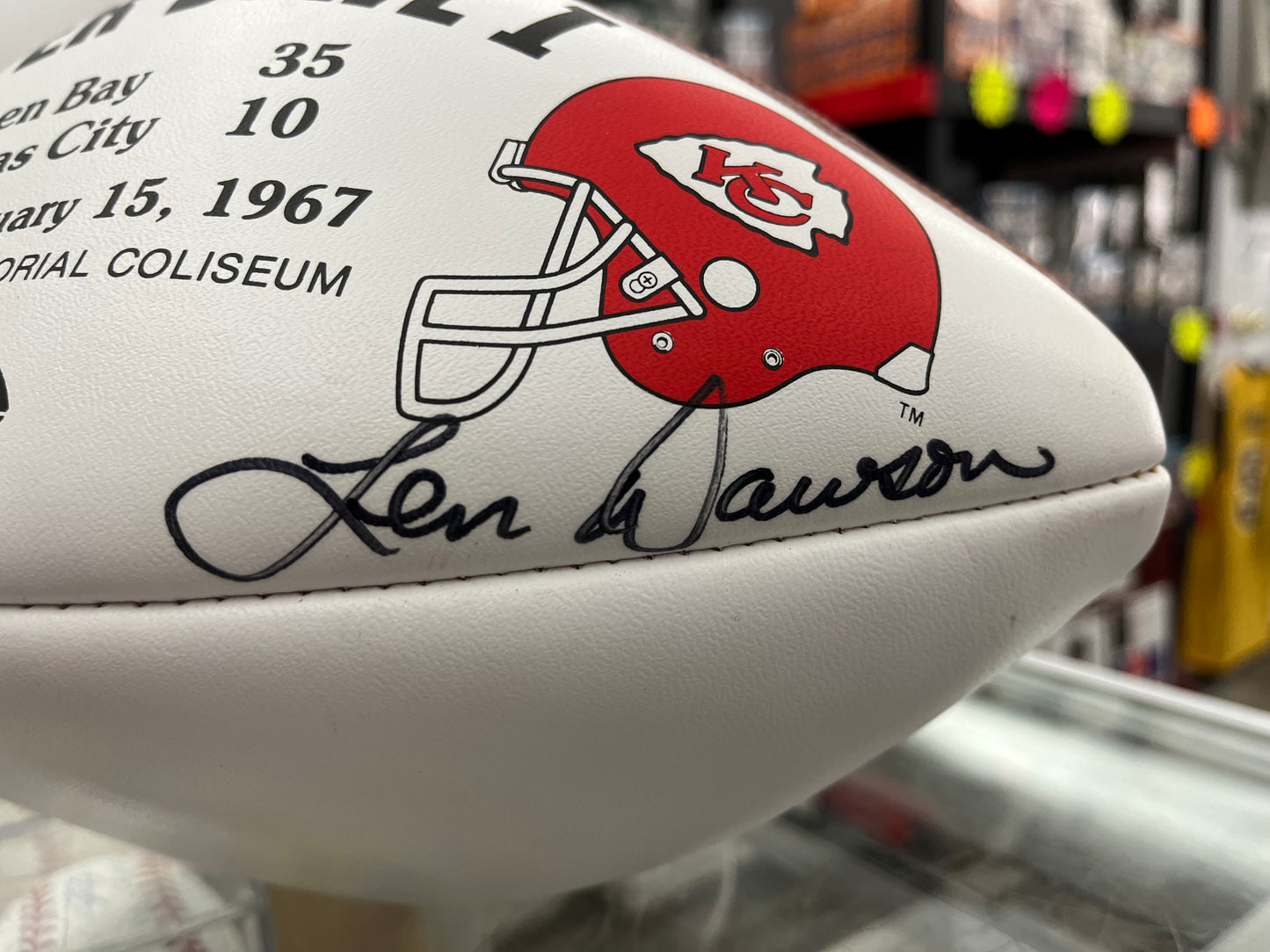 SUPER BOWL I SIGNED FOOTBALL w/ BART STARR  & LEN DAWSON AUTOS- PACKERS CHIEFS GORGEOUS!- JSA LOA- $625