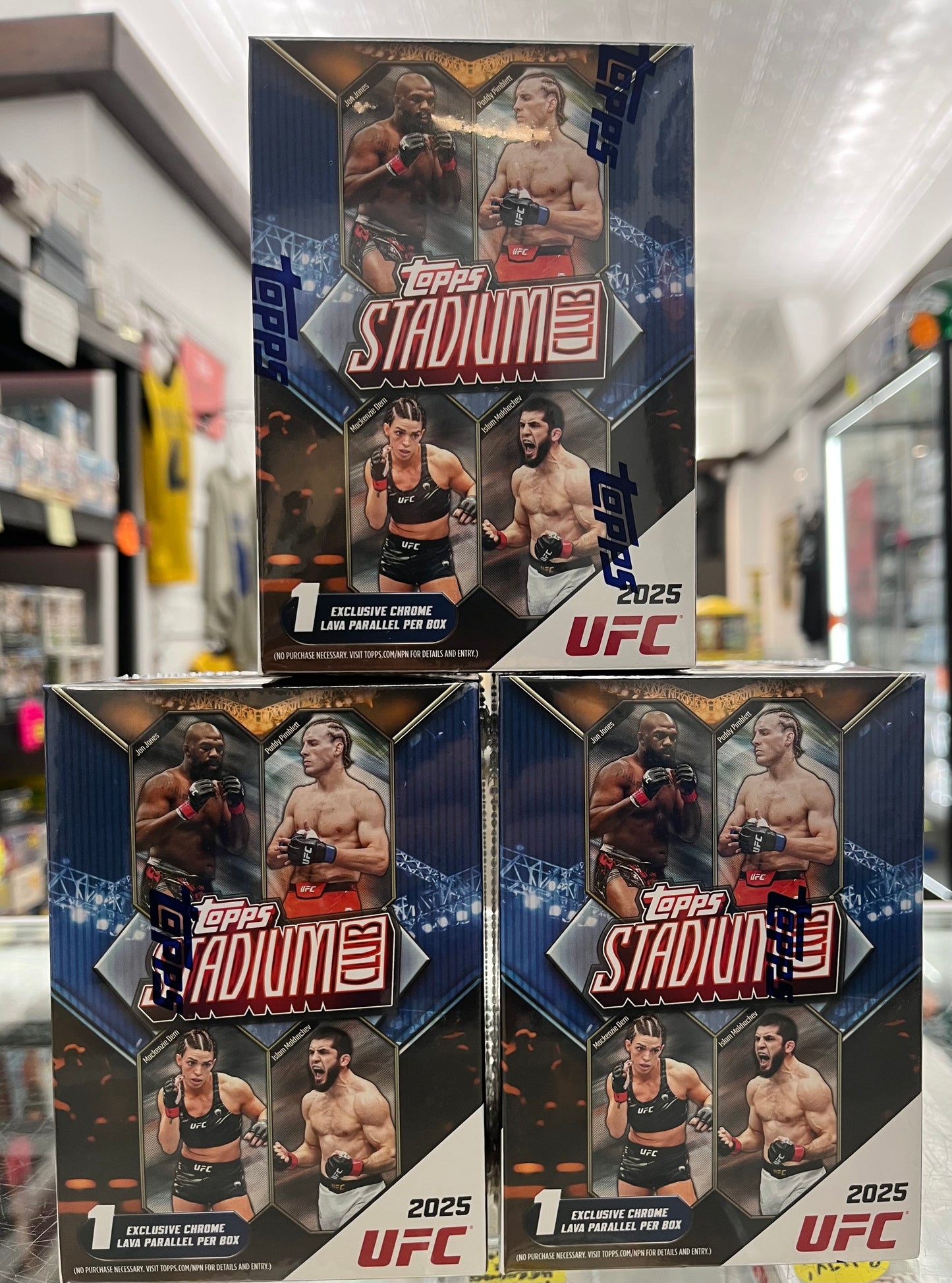 2025 UFC TOPPS STADIUM CLUB BLASTER BOX LOT OF 3- ONLY $63 GORGEOUS CARDS