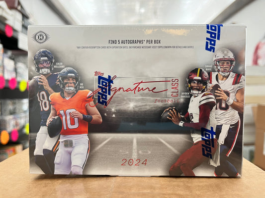 2024 TOPPS NFL SIGNATURES SEALED HOBBY BOX LOADED W/ 5 AUTOS!! JAYDEN DANIELS & BO NIX RC'S- ONLY $375