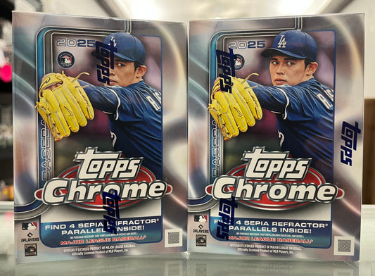 2025 TOPPS CHROME BASEBALL SEALED BLASTER BOX-  LOT OF 2- ONLY $75!!