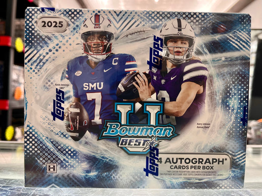 2025 BOWMANS BEST UNIVERSITY FOOTBALL SEALED HOBBY BOX w/ 4 AUTOS- WOW! ONLY $215