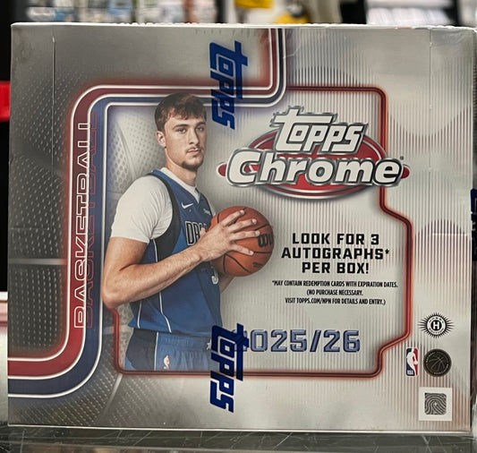 2025 TOPPS NBA CHROME BASKETBALL SEALED JUMBO BOX- 3 AUTOS- GOLD LOGOMAN? $1050