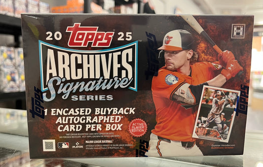 2025 TOPPS ARCHIVES SIGNATURE SERIES ACTIVE SEALED HOBBY BOX- 1 CARD, 1 AUTO- GO FOR IT!! $99