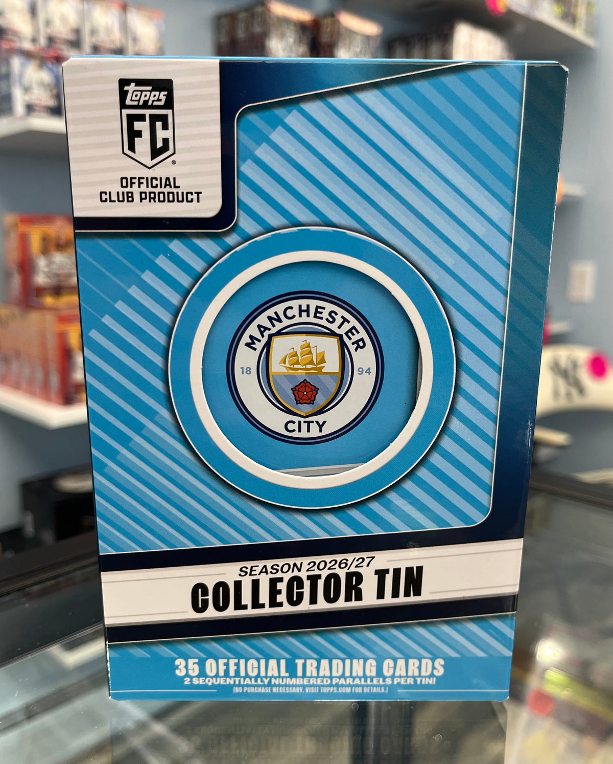 2026-27 MANCHESTER CITY FOOTBALL CLUB TOPPS SEALED SOCCER TIN- 35 CARDS AND ? 1 AUTO- $42