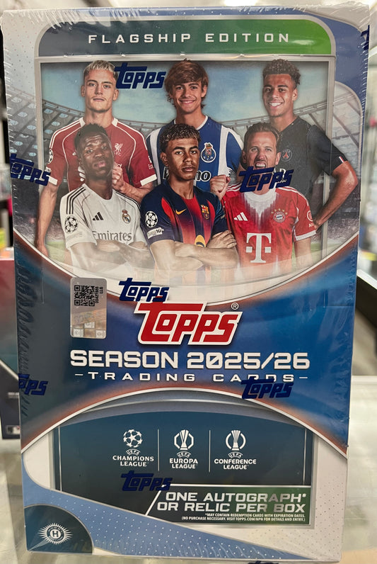 2025-26 TOPPS SOCCER FLAGSHIP UCC SEALED HOBBY BOX UEFA- 1 AUTO OR RELIC $119