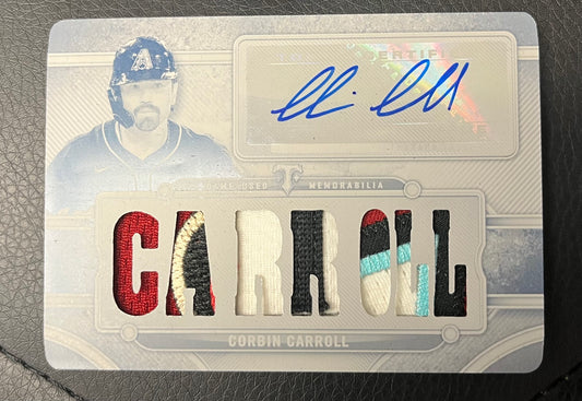 2024 TOPPS TRIPLE THREADS CORBIN CARROLL 1/1 AUTO SIGNED RELIC CARD PLATE- MINT & GORGEOUS $1600