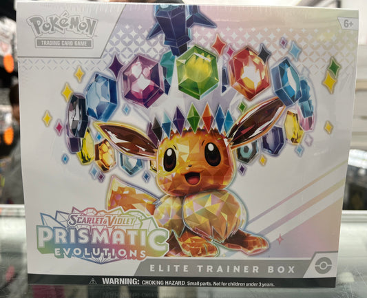 POKEMON PRISMATIC EVOLUTIONS ETB- SCARLET & VIOLET- SUPER HOT ELITE TRAINER BOX- $139