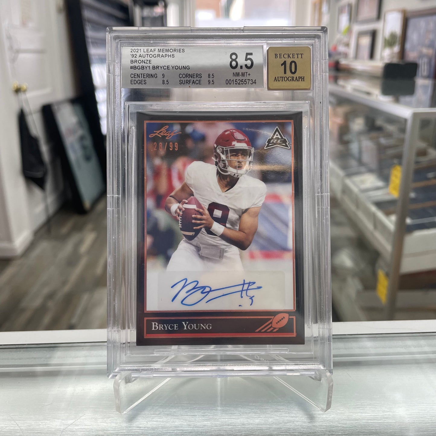 2021 Leaf Memories Bryce Young Autograph /99 BGS 8.5 Auto 10 RC Rookie Card Signed