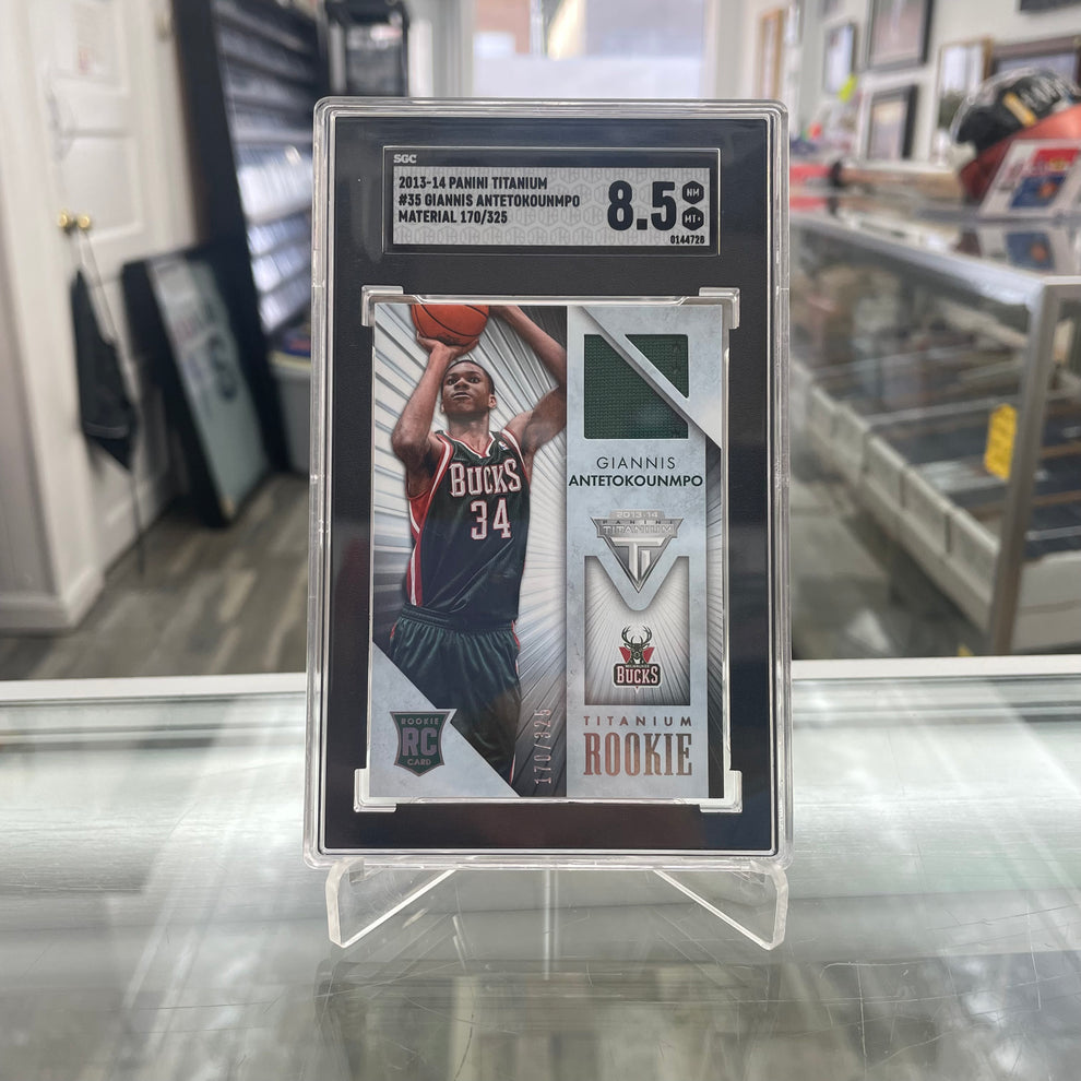 201314 Panini Titanium Giannis Antetokounmpo Rookie Jersey /325 SGC 8