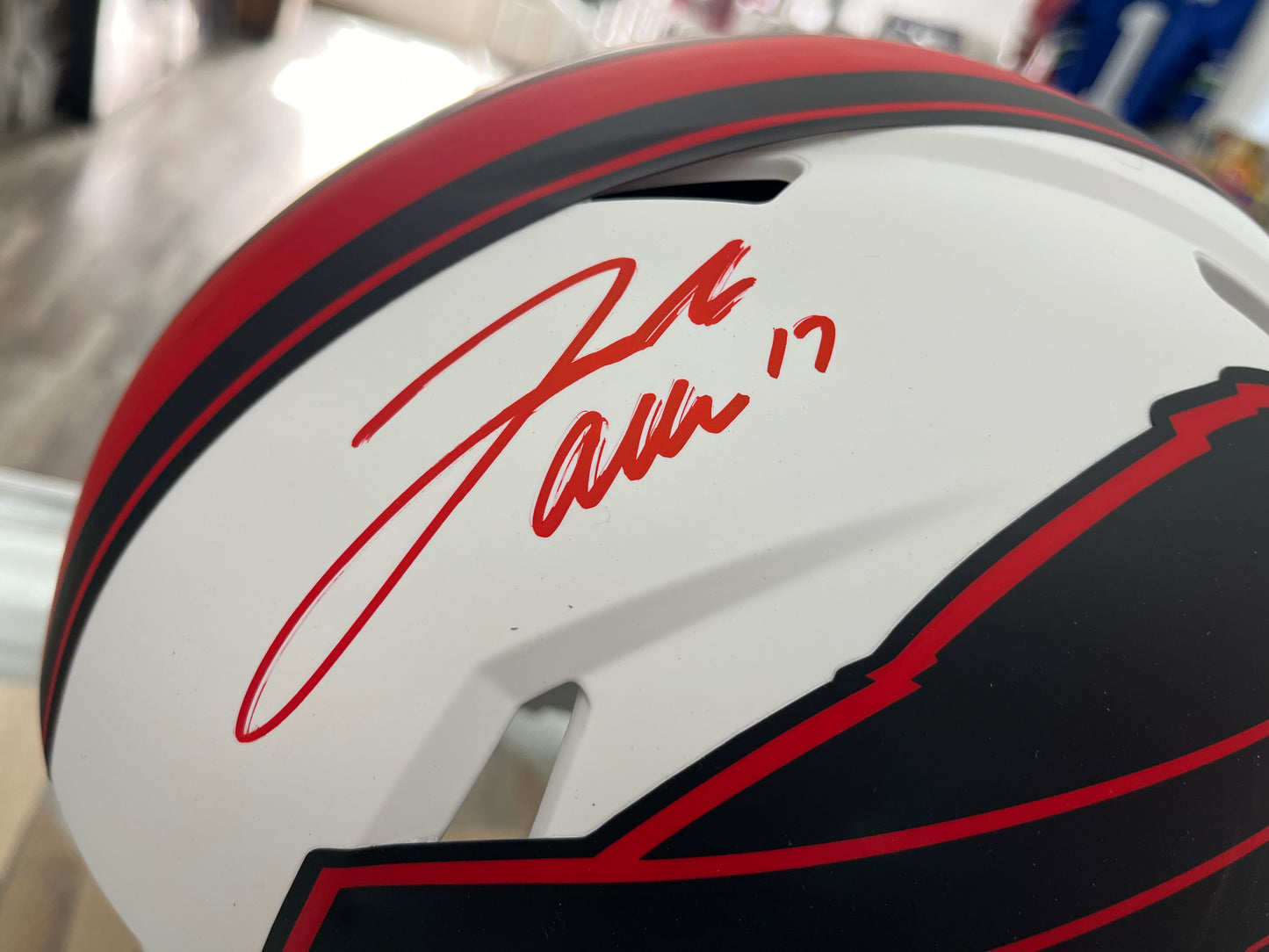 RED HOT JOSH ALLEN BILLS SIGNED AUTO FULL SIZE ECLIPSE FOOTBALL HELMET BECKETT- BEST PRICE ANYWHERE