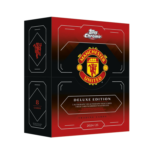 MANCHESTER UNITED CHROME 2024-25 HOBBY BREAKER SEALED CASE OF 3 BOXES- SUPER RARE- 15 AUTOS-$3450