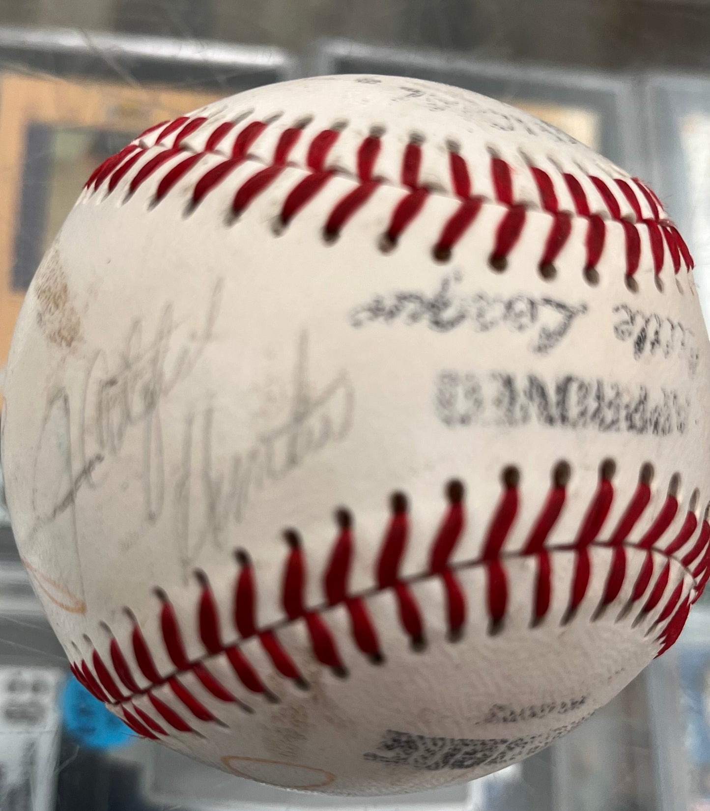 THURMAN MUNSON RARE YANKEES SIGNED AUTO BASEBALL W/ 7 OTHER PLAYERS INC. CATFISH HUNTER- JSA LOA-SUPER RARE- $775!