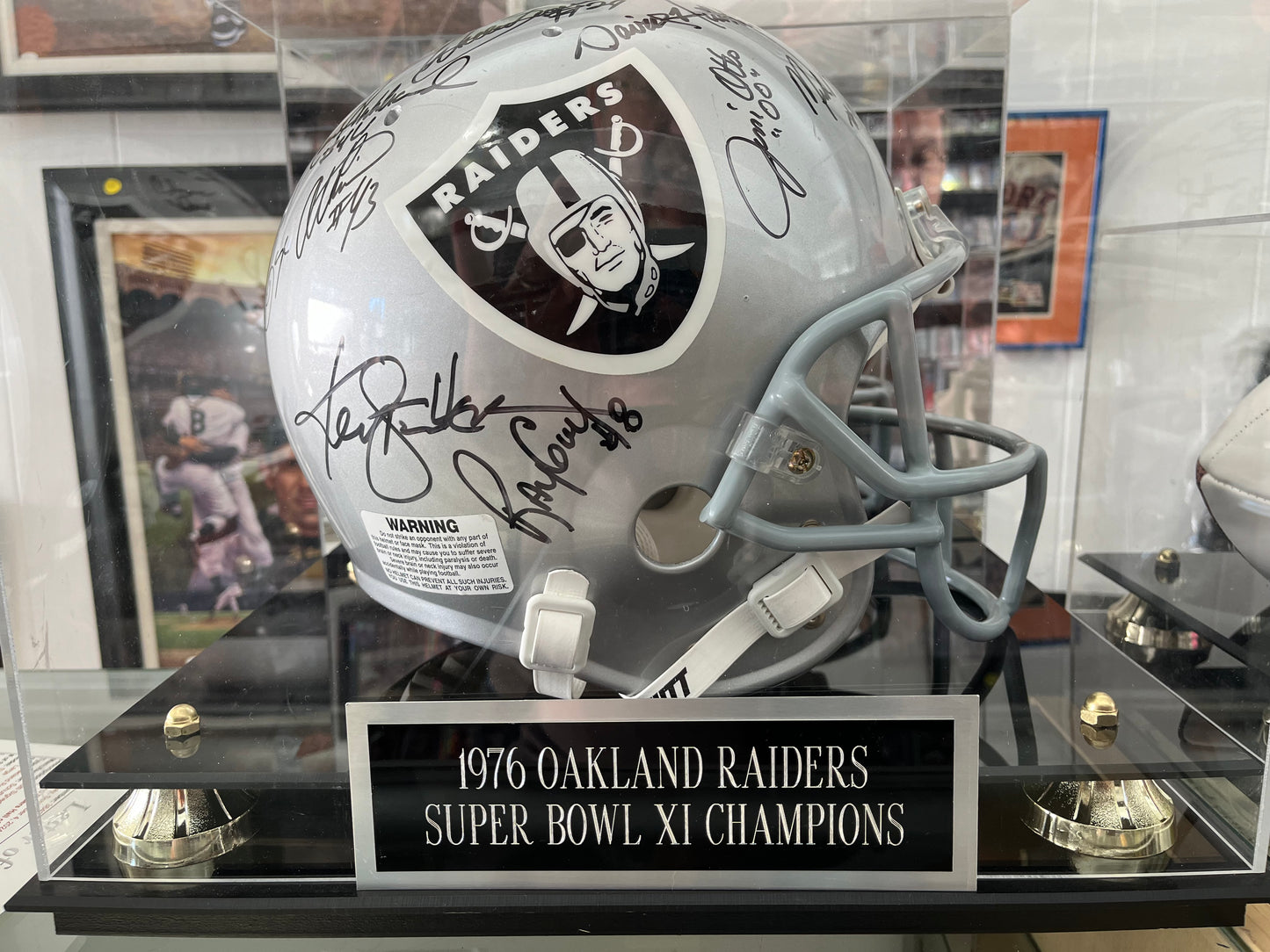 1986 OAKLAND RAIDERS SUPER BOWL CHAMPION SIGNED AUTO HELMET W/ JSA LOA! STABLER,  5 HOFers WOW