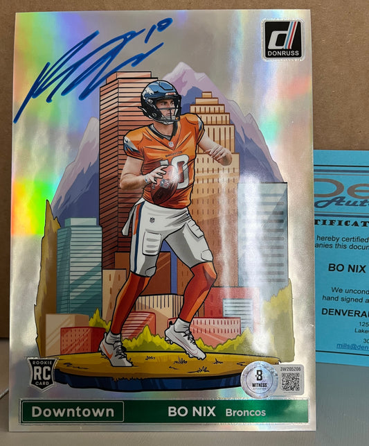 2024 BO NIX BRONCOS OVERSIZED DOWNTOWN RC SIGNED AUTO W/ BECKETT COA GORGEOUS  & UNIQUE