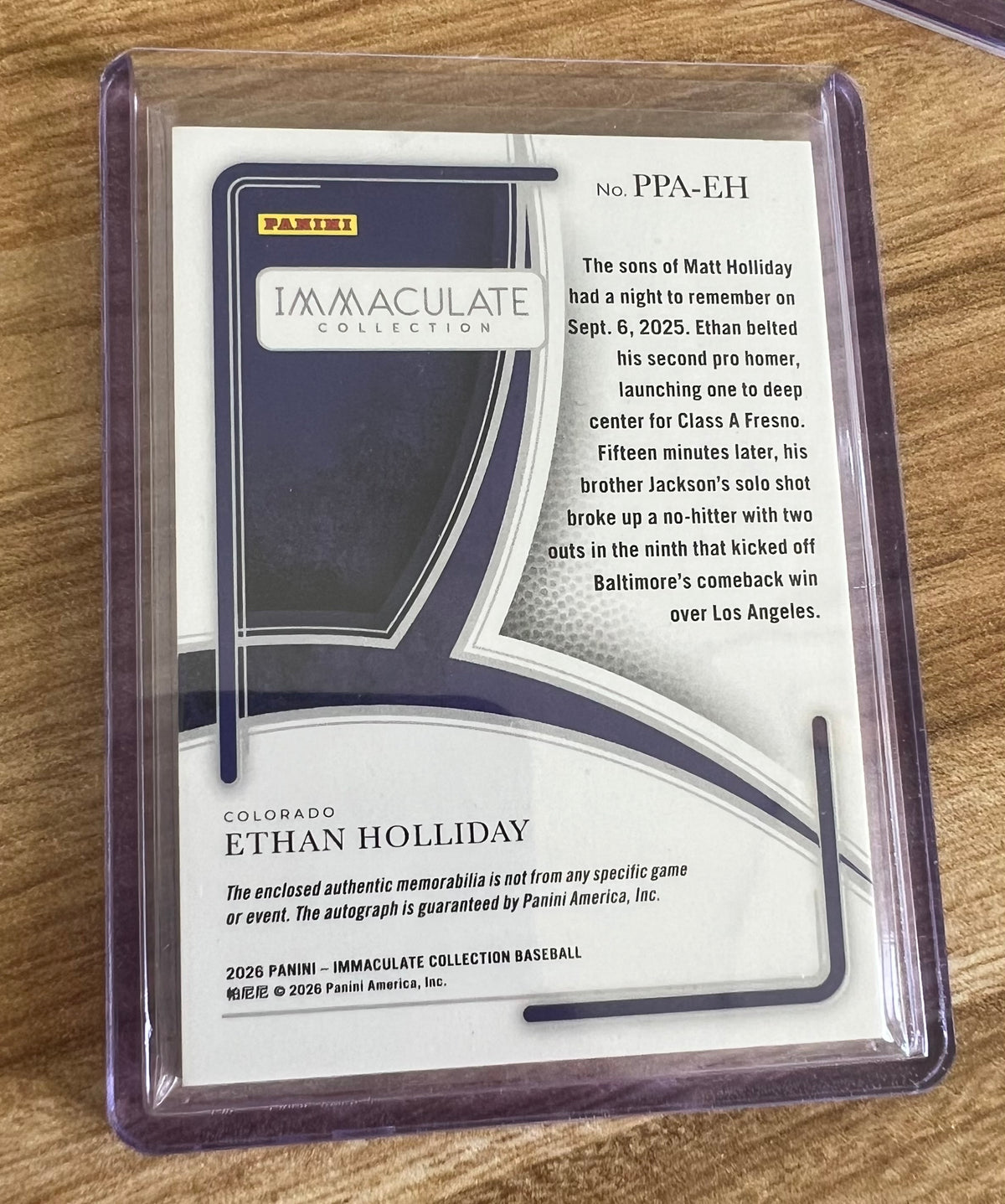 ETHAN HOLLIDAY ROCKIES 1/1 IMMACULATE RPA W/ ADIDAS INSCRIPTION BUT NIKE LOGO! MUST SEE!! $12,500