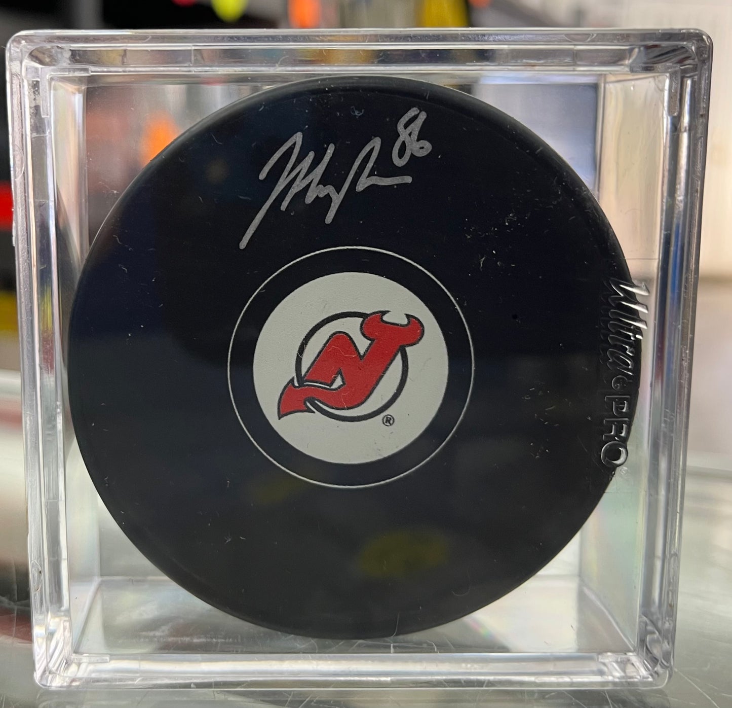 DEVILS JACK HUGHES NHL SIGNED AUTO PUCK- FANATICS COA- ONLY $99