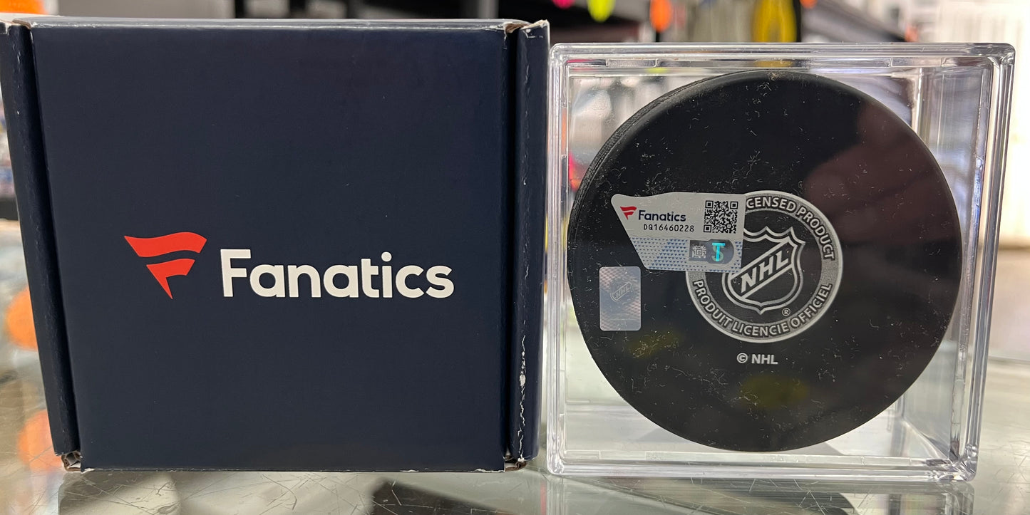 DEVILS JACK HUGHES NHL SIGNED AUTO PUCK- FANATICS COA- ONLY $99