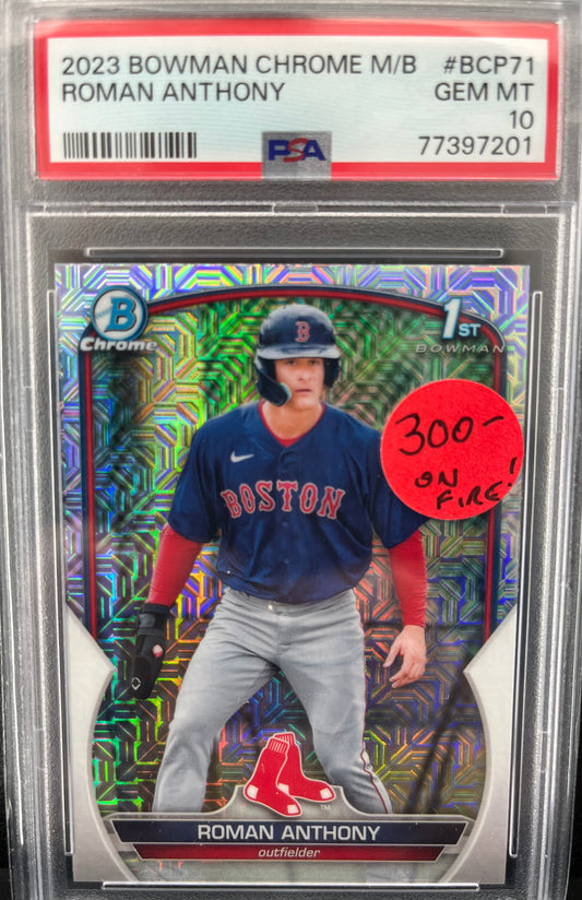2023 Roman Anthony Red Sox 1st Bowman Chrome MegaFractor PSA 10- $300