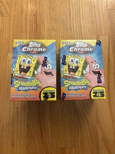 2025 Topps Chrome SpongeBob 25th Anniversary Blaster Value Box SEALED CASE of 40 HOT- Only $1855!